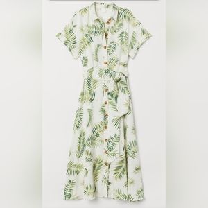 H&M Palm Leaf Button Down Shirt Dress